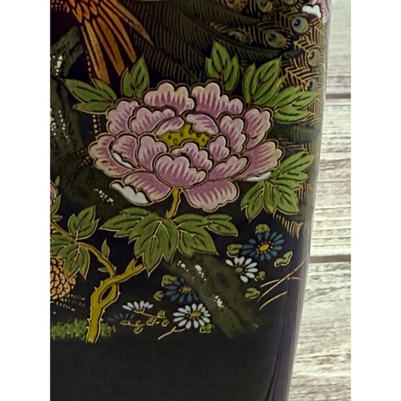 Cobalt Blue Peacock and Floral Vase 22-Gold Trim porcelain vtg - Picture 9 of 14